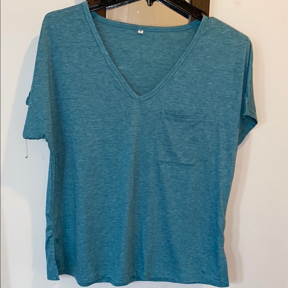 Teal V-Neck Women's Top